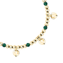 Load image into Gallery viewer, talismani bracelet heart steel yellow gold plated agat grn 16+3cm
