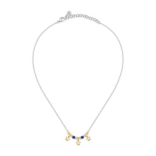 Load image into Gallery viewer, talismani necklace star steel&amp;yellow gold plated agat blue 40+5cm
