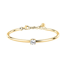 Load image into Gallery viewer, morellato 18k gold plated cerchi bangle stainless steel 6cm white cz
