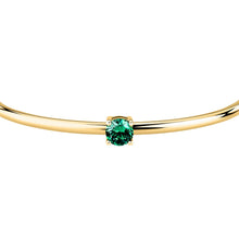 Load image into Gallery viewer, morellato 18k gold plated cerchi bangle stainless steel 6cm green cz
