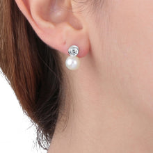 Load image into Gallery viewer, perla earrings cz+pearl silver.925
