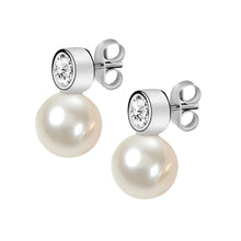 Load image into Gallery viewer, perla earrings cz+pearl silver.925
