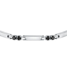 Load image into Gallery viewer, sector tennis bracelet stainless steel tag and black cz 22cm
