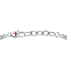 Load image into Gallery viewer, sector tennis bracelet with black cz and stainless steel tag
