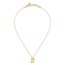 Load image into Gallery viewer, morellato 18k gold plated mascotte pendant  lock wh crys  38+4cm
