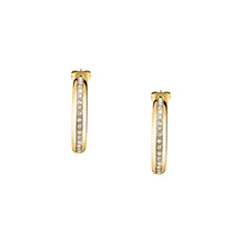 Load image into Gallery viewer, morellato 18k gold plated creole  earrings white crystals  25mm
