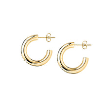 Load image into Gallery viewer, morellato 18k gold plated creole  earrings white crystals  25mm
