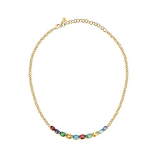 Load image into Gallery viewer, morellato 18k gold plated colori necklace 10 pcs cz stones  38+7cm
