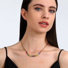Load image into Gallery viewer, morellato 18k gold plated colori necklace 10 pcs cz stones  38+7cm
