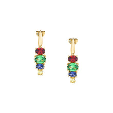 Load image into Gallery viewer, morellato 18k gold plated colori earrings  4 pcs cz stones
