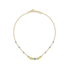 Load image into Gallery viewer, morellato 18k gold plated colori necklace 5 cz+6 crystals  38+7cm

