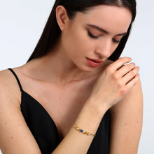 Load image into Gallery viewer, morellato 18k gold plated colori bracelet 5 cz+4 crystals  16+3cm
