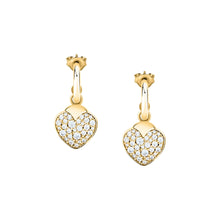 Load image into Gallery viewer, morellato 18k gold plated istanti  hoop earrings pave heart crystal
