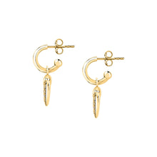 Load image into Gallery viewer, morellato 18k gold plated istanti  hoop earrings pave heart crystal

