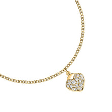 Load image into Gallery viewer, morellato 18k gold plated istanti  bracelet pave heart crystal drop 16+3cm
