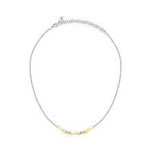 Load image into Gallery viewer, essenza necklace 925 silver bamboo feature with cz 18k gold plating 38+7cm

