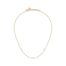 Load image into Gallery viewer, perla necklace 925 silver 18k yellow gold plated 3+3+3 pearls 38+4cm
