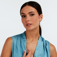 Load image into Gallery viewer, perla necklace 925 silver 18k yellow gold plated 3+3+3 pearls 38+4cm
