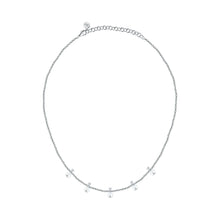 Load image into Gallery viewer, perla necklace 925 silver 5 pearl with cz highlights 40+5cm
