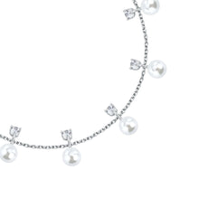 Load image into Gallery viewer, perla bracelet 925 silver 5 pearl wit cz highlights 19cm
