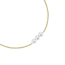 Load image into Gallery viewer, perla bracelet 925 silver 3 pearl on 18k yellow gold plated chain 19cm
