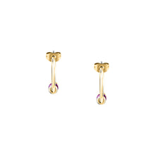 Load image into Gallery viewer, morellato 18k gold plated colori summer  hoop earrings lila bead
