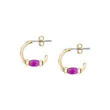 Load image into Gallery viewer, morellato 18k gold plated colori summer  hoop earrings lila bead
