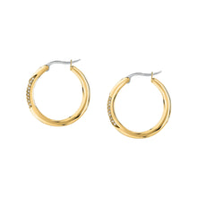 Load image into Gallery viewer, morellato 18k gold plated design earring hoop stainless steel yg crystal �2.5cm
