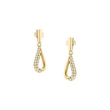 Load image into Gallery viewer, morellato 18k gold plated design earring stainless steel yg crystal 30x9mm
