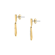 Load image into Gallery viewer, morellato 18k gold plated design earring stainless steel yg crystal 30x9mm
