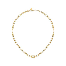 Load image into Gallery viewer, morellato 18k gold plated intrecci necklace stainless steel yg crystal 40+5cm
