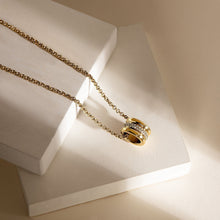 Load image into Gallery viewer, morellato 18k gold plated vintage bold necklace stainless steel gold plated crystal 40+5cm
