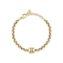Load image into Gallery viewer, morellato 18k gold plated vintage bold bracelet stainless steel gold plated crystal 16+3cm
