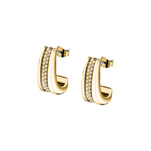Load image into Gallery viewer, morellato 18k gold plated vintage bold earrings stainless steel gold plated crystal 2cm
