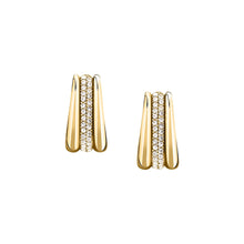 Load image into Gallery viewer, morellato 18k gold plated vintage bold earrings stainless steel gold plated crystal 2cm
