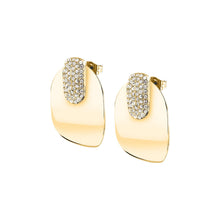 Load image into Gallery viewer, morellato 18k gold plated vintage bold earrings stainless steel gold plated crystal 3.1cm

