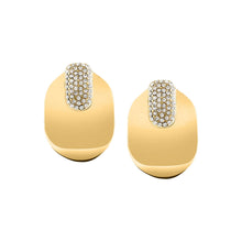 Load image into Gallery viewer, morellato 18k gold plated vintage bold earrings stainless steel gold plated crystal 3.1cm
