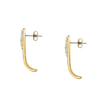 Load image into Gallery viewer, morellato 18k gold plated vintage bold earrings stainless steel gold plated crystal 3.1cm
