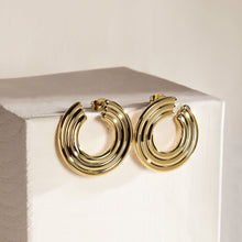 Load image into Gallery viewer, morellato 18k gold plated vintage bold earrings stainless steel gold plated 2.8cm
