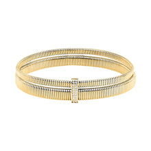 Load image into Gallery viewer, morellato 18k gold plated onda bangle ss yg crystal size m �6cm
