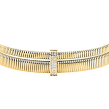 Load image into Gallery viewer, morellato 18k gold plated onda bangle ss yg crystal size m �6cm
