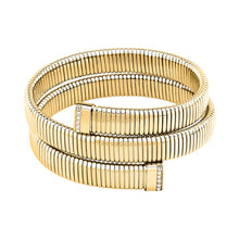 Load image into Gallery viewer, morellato 18k gold plated onda bangle stainless steel gold plated crystal size m 6x5cm

