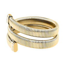 Load image into Gallery viewer, morellato 18k gold plated onda bangle stainless steel gold plated crystal size m 6x5cm
