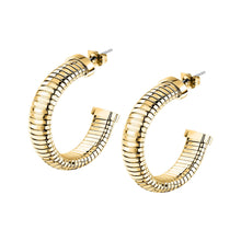 Load image into Gallery viewer, morellato 18k gold plated onda earrings stainless steel hoop gold plated �3.1cm
