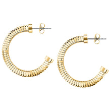 Load image into Gallery viewer, morellato 18k gold plated onda earrings stainless steel hoop gold plated �3.1cm
