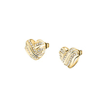 Load image into Gallery viewer, morellato 18k gold plated battito earr ss yg heart crystal 1.2cm
