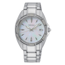 Load image into Gallery viewer, seiko quartz ladies stainless steel 18 diamonds mop dial bracelet watch
