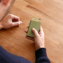 Load image into Gallery viewer, ogon slider aluminium wallet 1 to 6 cards cactus green colour
