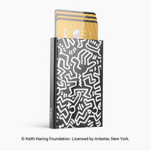 Load image into Gallery viewer, ogon slider aluminium wallet 1 to 6 cards keith haring black &amp; white
