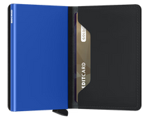 Load image into Gallery viewer, Slimwallet Matte Black &amp; Blue
